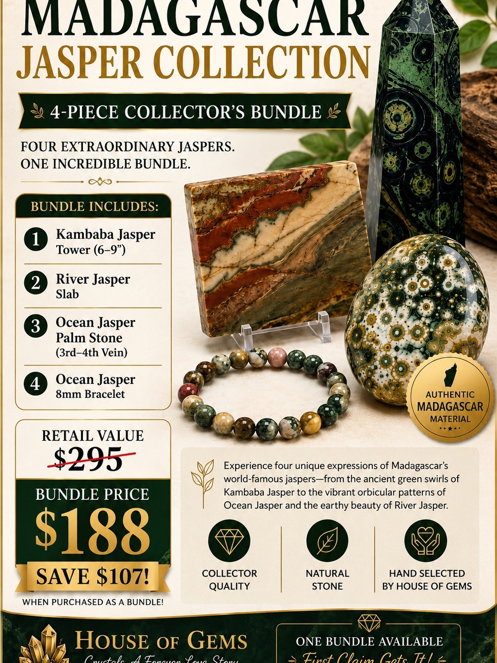 Madagascar Jasper 4-Piece Collector Bundle - Earthy Multicolor